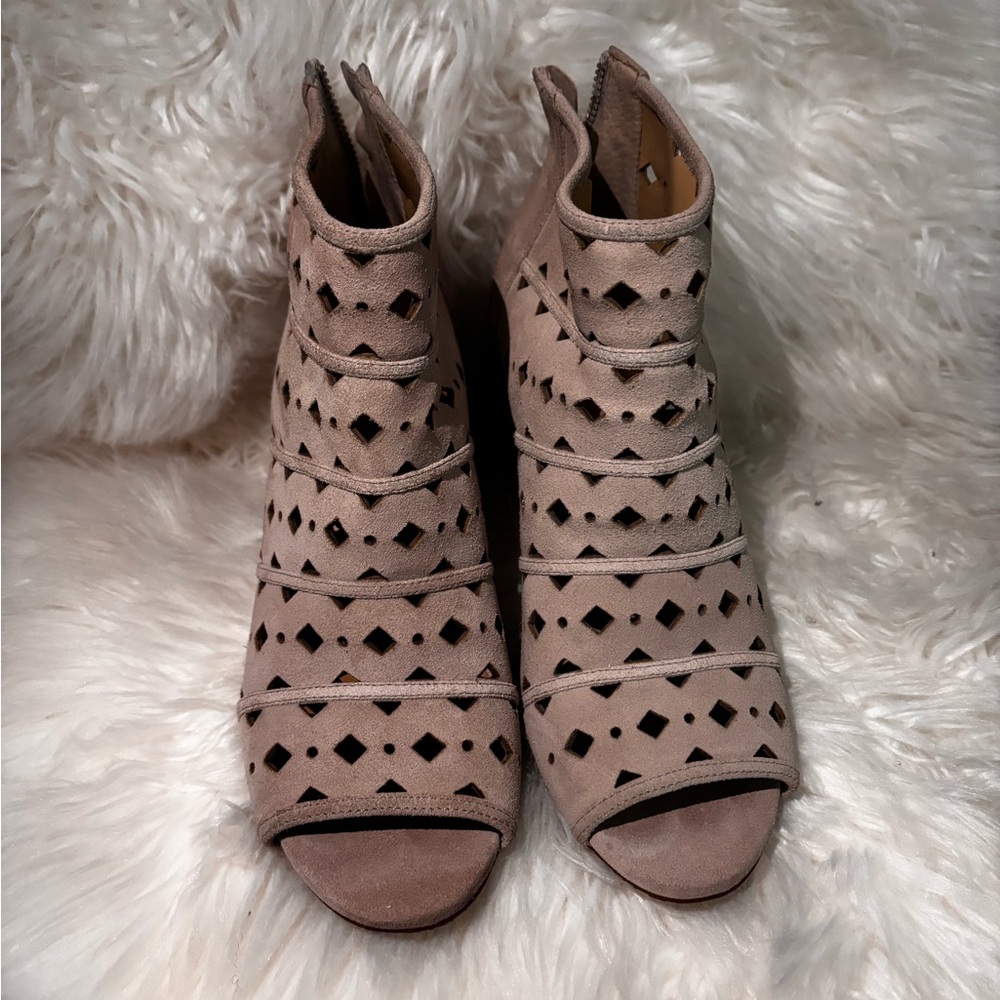 MICHAEL Michael Kors Taupe Peep-Toe Heeled Booties